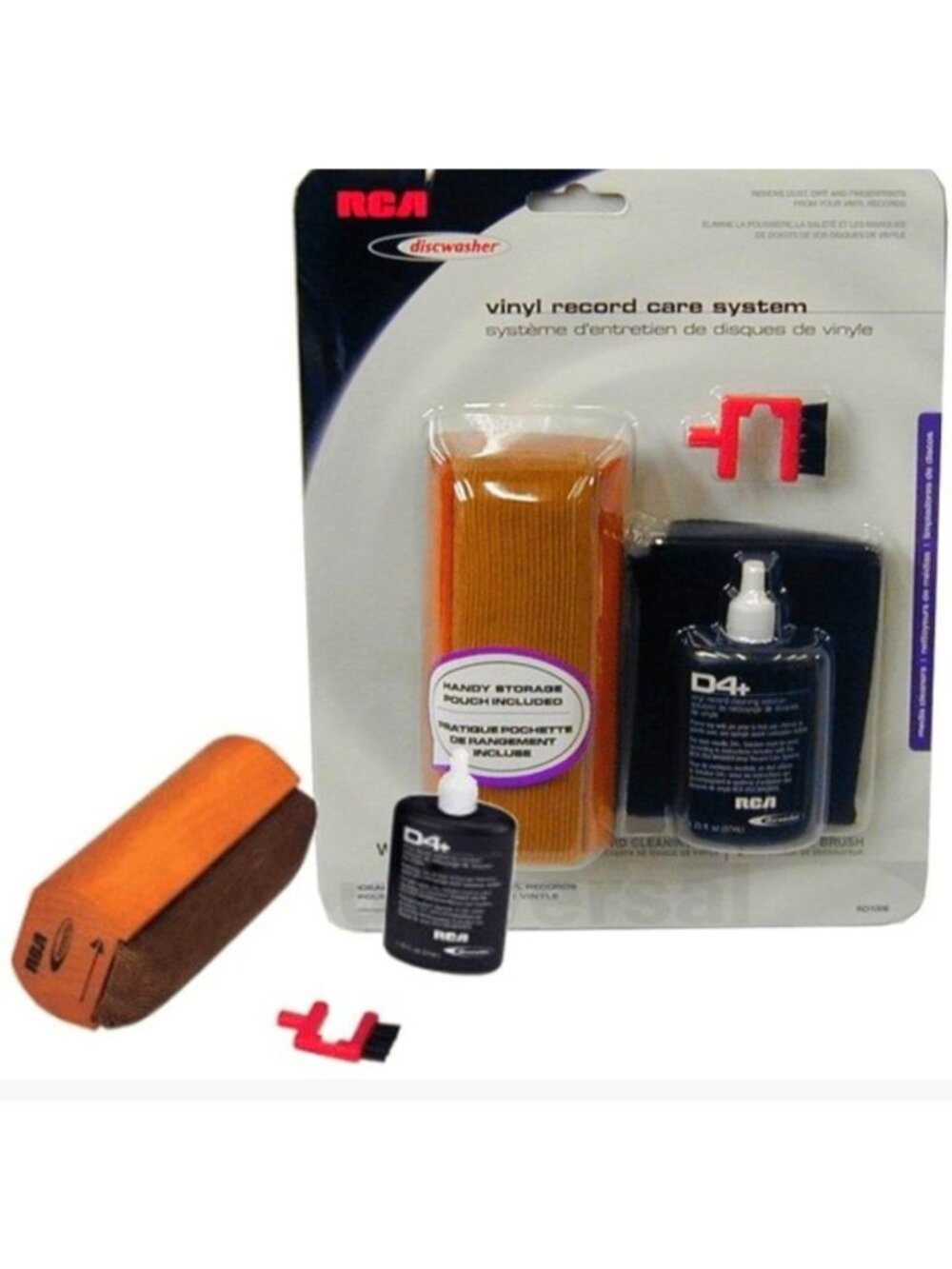 RCA Vinyl Record Care System With D4+ Cleaner Applicator Brush & Storage Pouch -